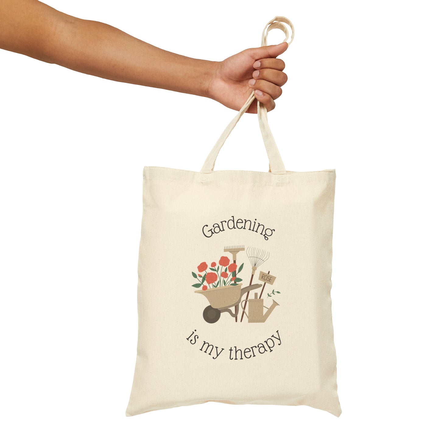 Gardening Is My Therapy Cotton Canvas Tote Bag