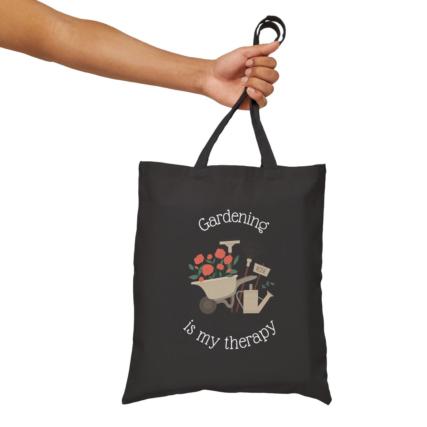 Gardening Is My Therapy Cotton Canvas Tote Bag