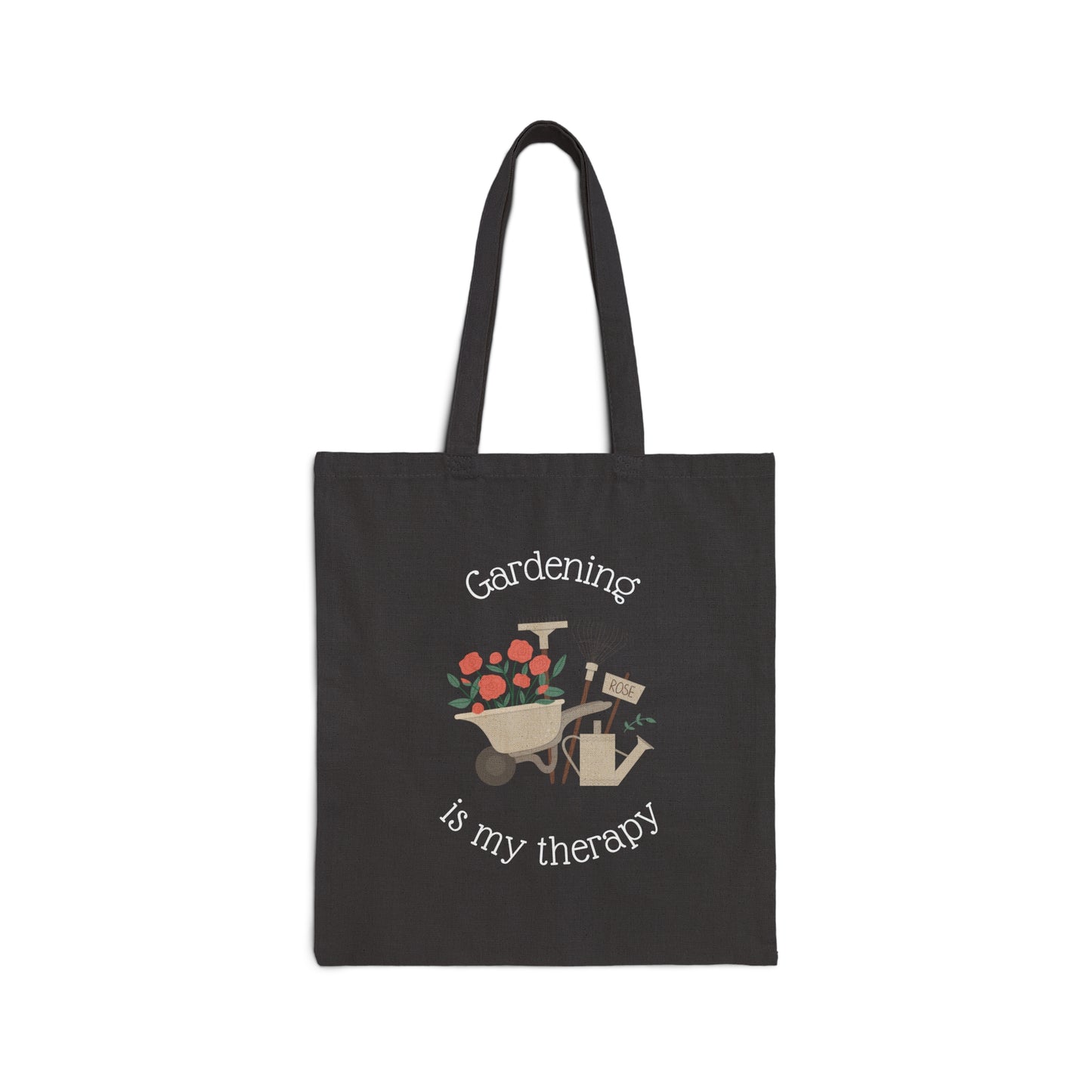 Gardening Is My Therapy Cotton Canvas Tote Bag