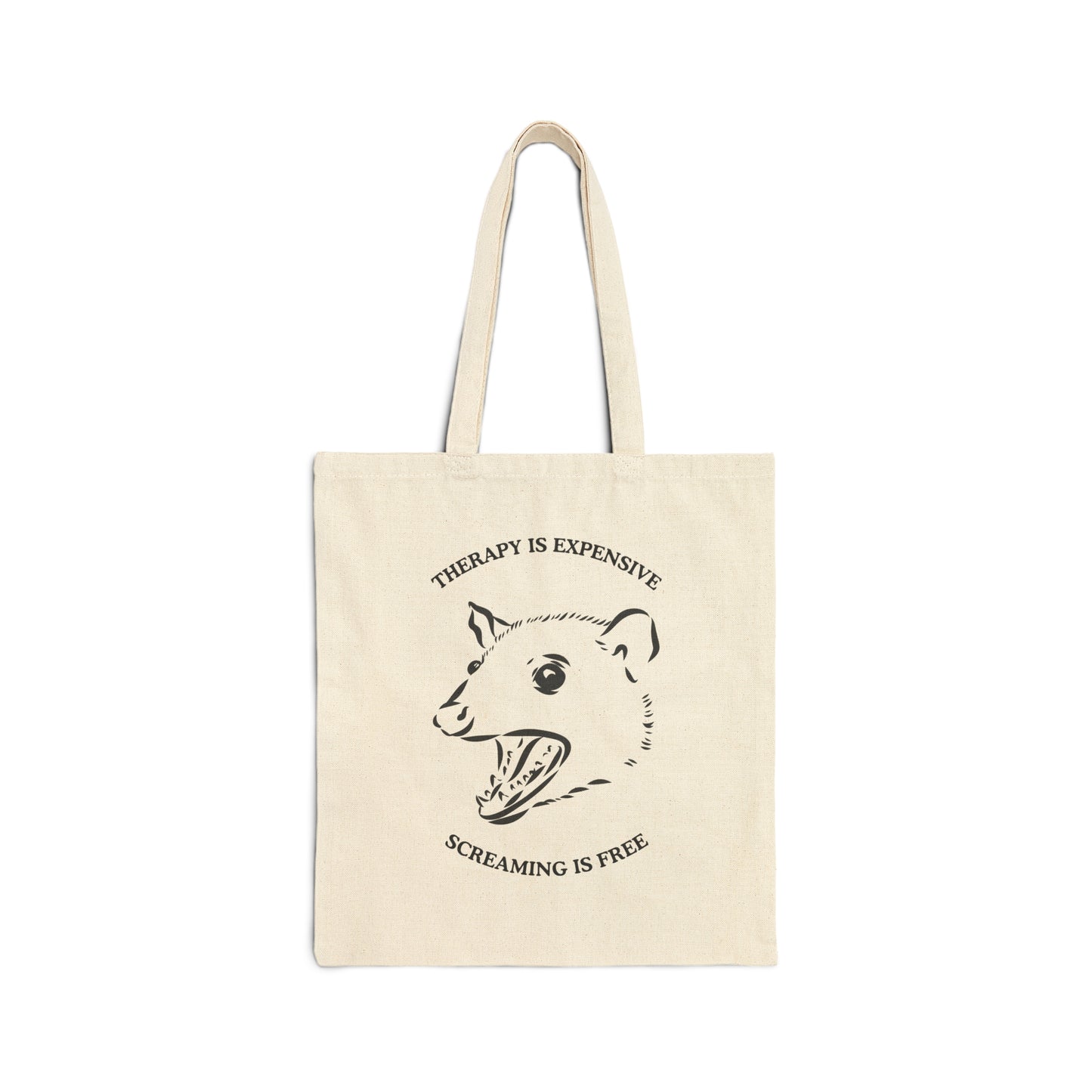 Therapy is Expensive Screaming is Free Funny Opossum Cotton Canvas Tote Bag