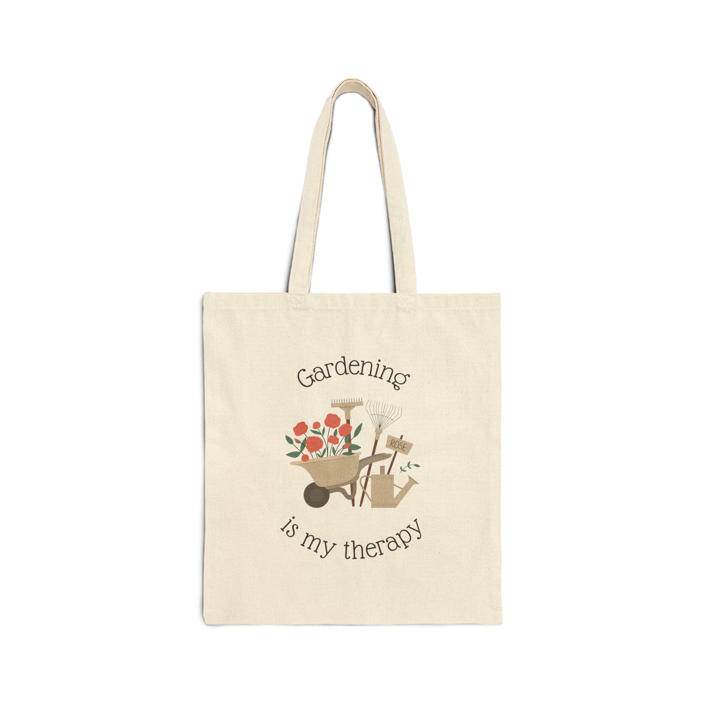 Gardening Is My Therapy Cotton Canvas Tote Bag